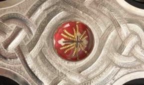 The relics from the cross upon which Christ was crucified that Pope Francis gave King Charles, as seen mounted in the Cross of Wales. (Screen Capture)