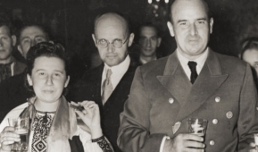 Volodymyr Kubiyovych, a Ukrainian Nazi collaborator, in center background. (Wikipedia) 