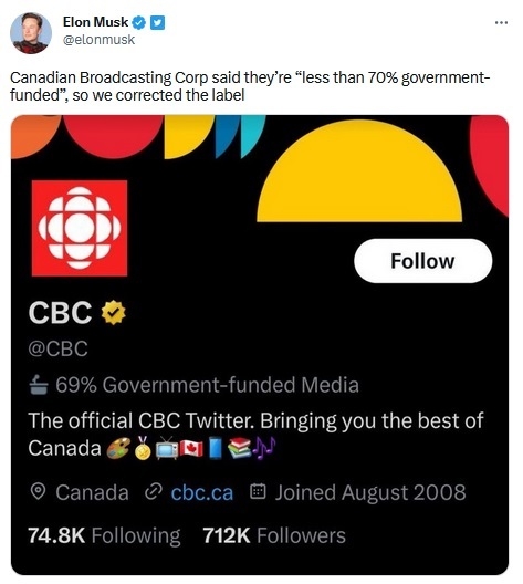 NextImg:Twitter Labels Canadian Broadcaster ‘69% Government-Funded Media’