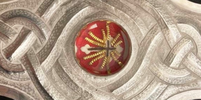The relics from the cross upon which Christ was crucified that Pope Francis gave King Charles, as seen mounted in the Cross of Wales. (Screen Capture)